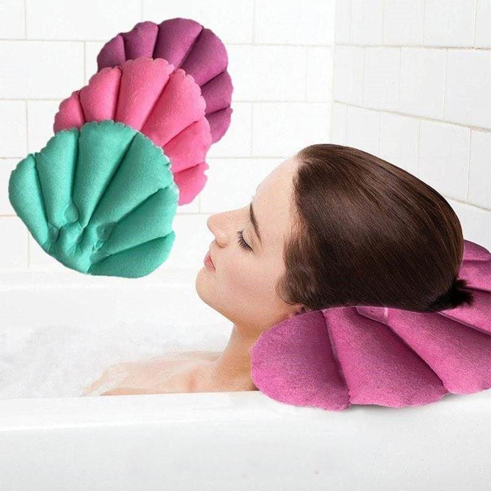Schlecht Kissen Mit Saugnäpfen Aufblasbare Frottee Tuch Fan-förmigen Hals Unterstützung Kissen Weiche Spa Nacken Badewanne Kissen Nach Dem Zufall farbe