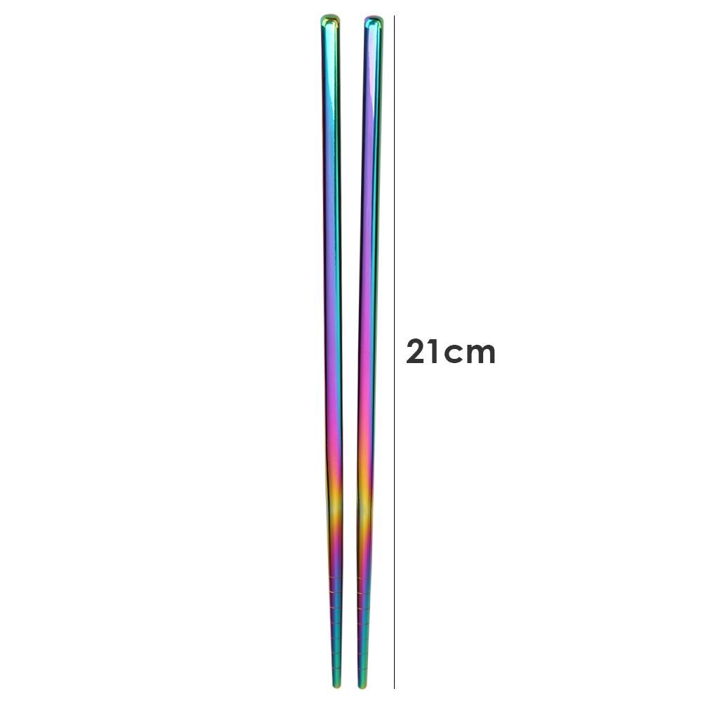 Palillos de acero inoxidable antideslizantes, palillos chinos portátiles para comida, vajilla de 21cm, utensilios de cocina, 1 par: Camouflage 21cm