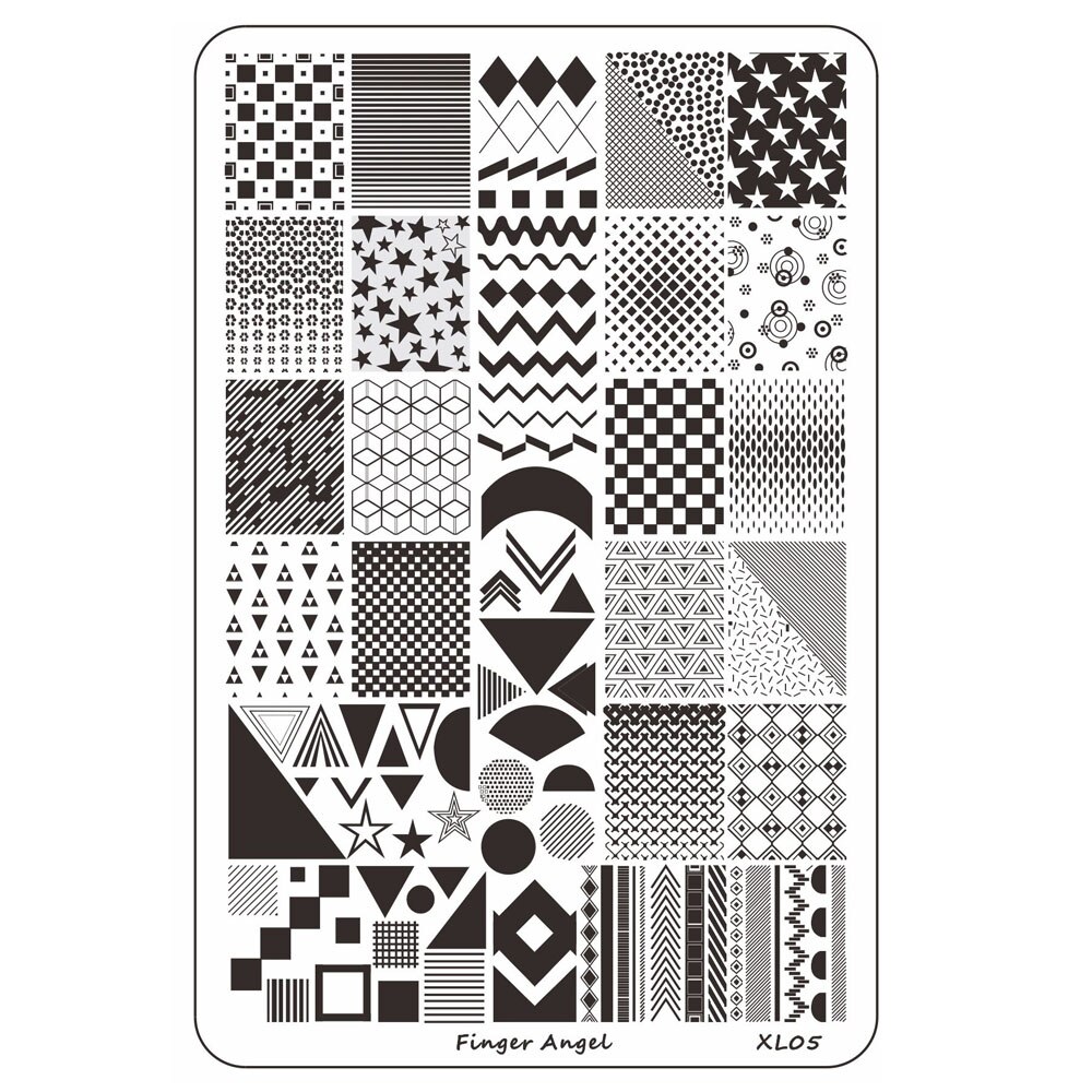 Finger Angel Flowers Leaves Nail Stamping Plates Line Geometric Stripe Face Image Printing Templates For Manicure Decorations: Fnger Angel XL05