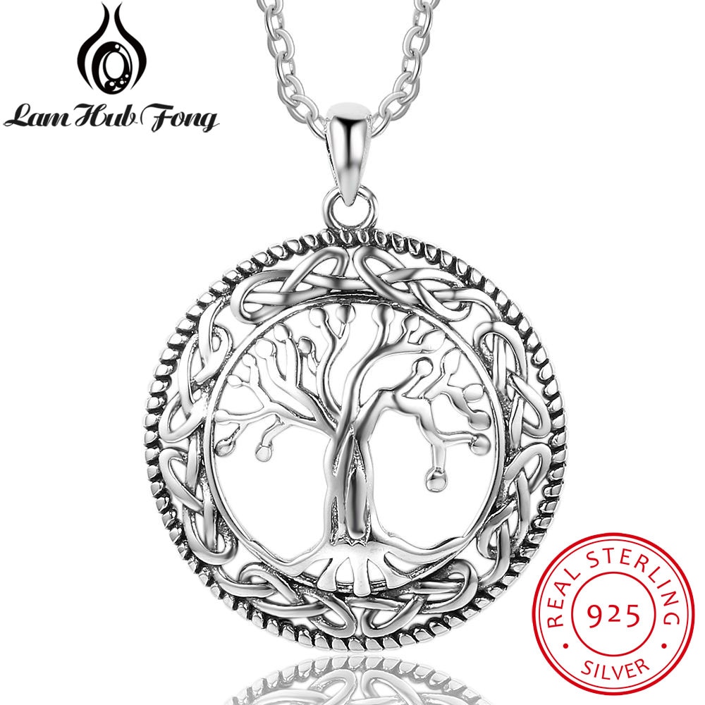 Vintage 925 Sterling Silver Tree of Life Ronde Hanger Ketting Vrouwen Zilveren Sieraden voor Oma (Lam Hub fong)