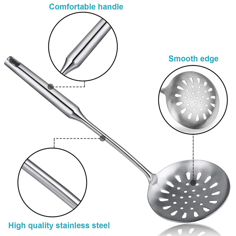 15-Inch Stainless Steel Skimmer Strainer Ladle, Slotted Spoon for Kitchen Cooking, Draining & Frying