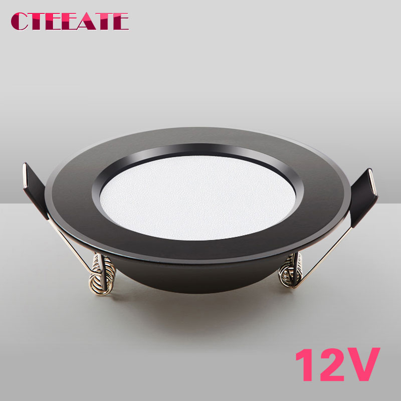 Luz empotrable LED 12V impermeable IP65 7W 9W 12W 15W 3W 5W lámpara de punto de luz de techo negra para baño iluminación exterior e interior