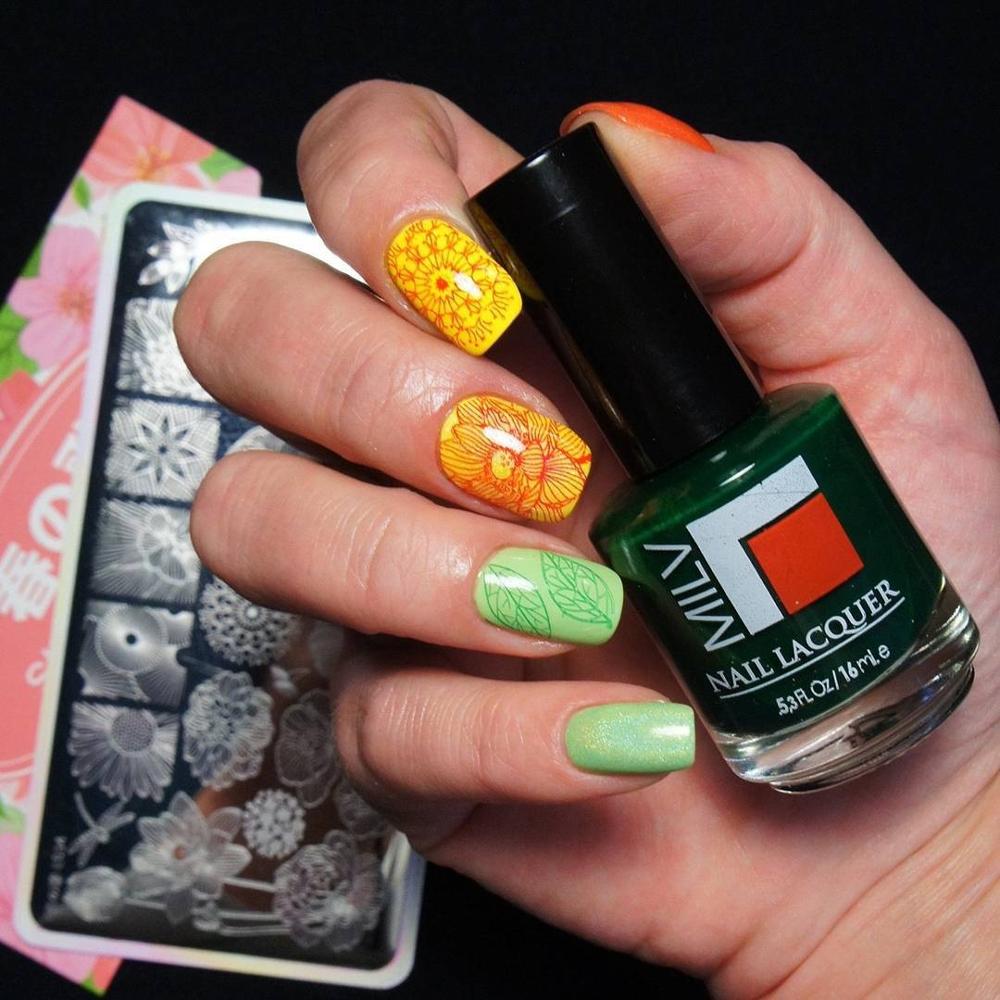 Né joli été fruits ongles estampage modèle fleur jus boissons ligne laisser modèle bricolage Nail Art Image plaques