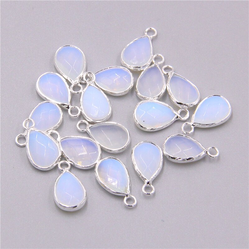 3pcs/lot Natural metal white opal stone Water loose pendant charm for jewelry making bracelet necklace Accessories women