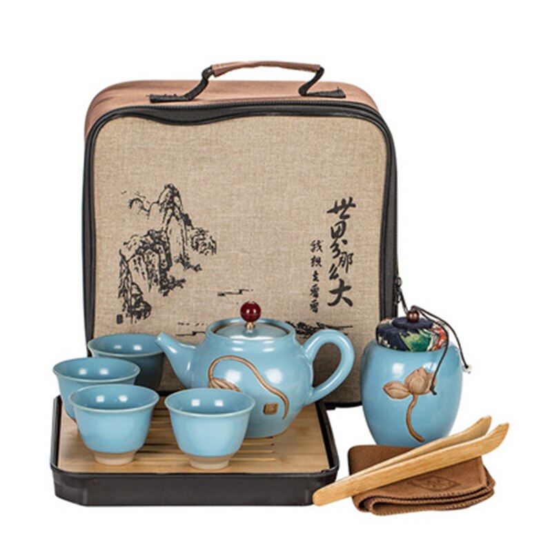 Service à thé Kungfu en céramique, Portable, d'affaires, service à thé chinois, théière, tasse de thé, canettes