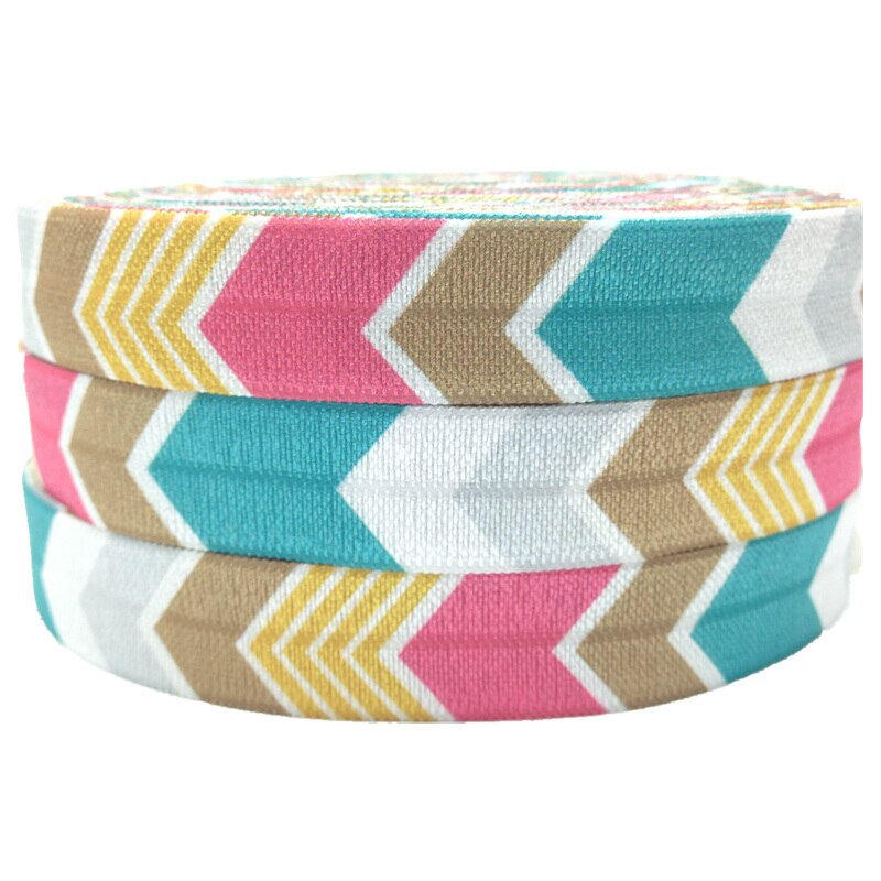 16mm Chevron Dot Arrow Car Paw Print Animal Fold over Elastic Band Sewing Tape Handmade Crafts Accessories DIY Baby Headband: P505