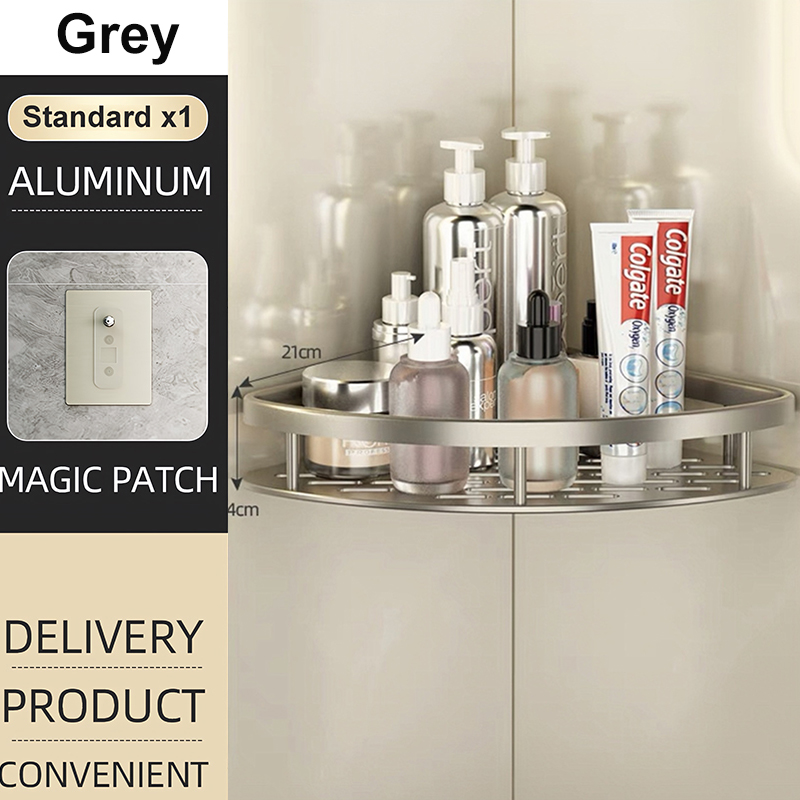 Bathroom Shower Corner Shelf Rack Shower Gel Bottles Facial Cleanser Holder Bath Triangular Adhesive Shower Caddy Basket Shelves: light green
