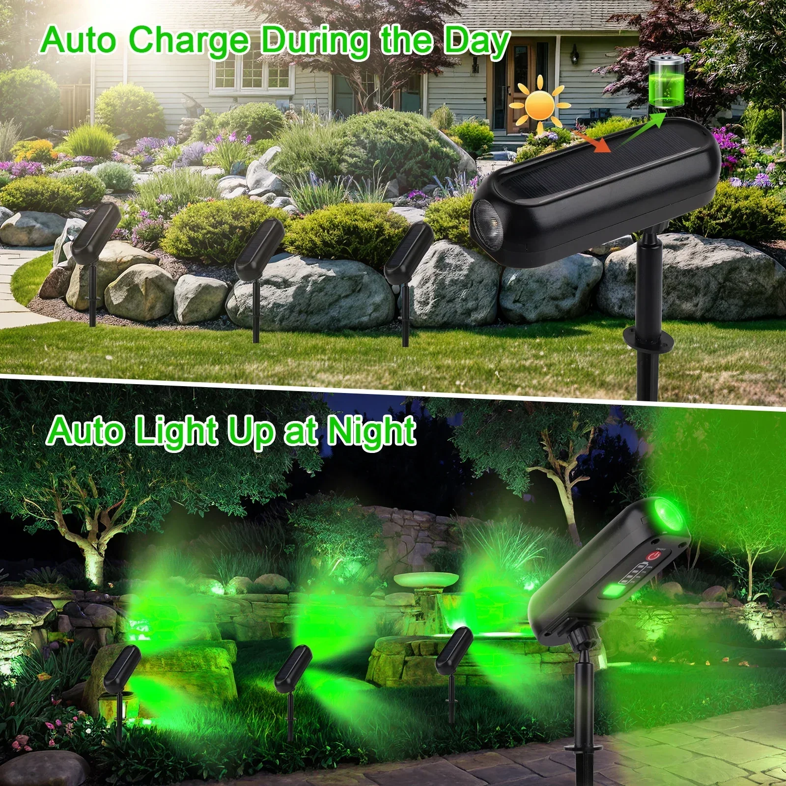 Outdoor Solar Spotlights IP65 Waterproof Adjustable Solar Landscape Spotlights 2 Modes Solar Uplights for Trees Garden Pathway