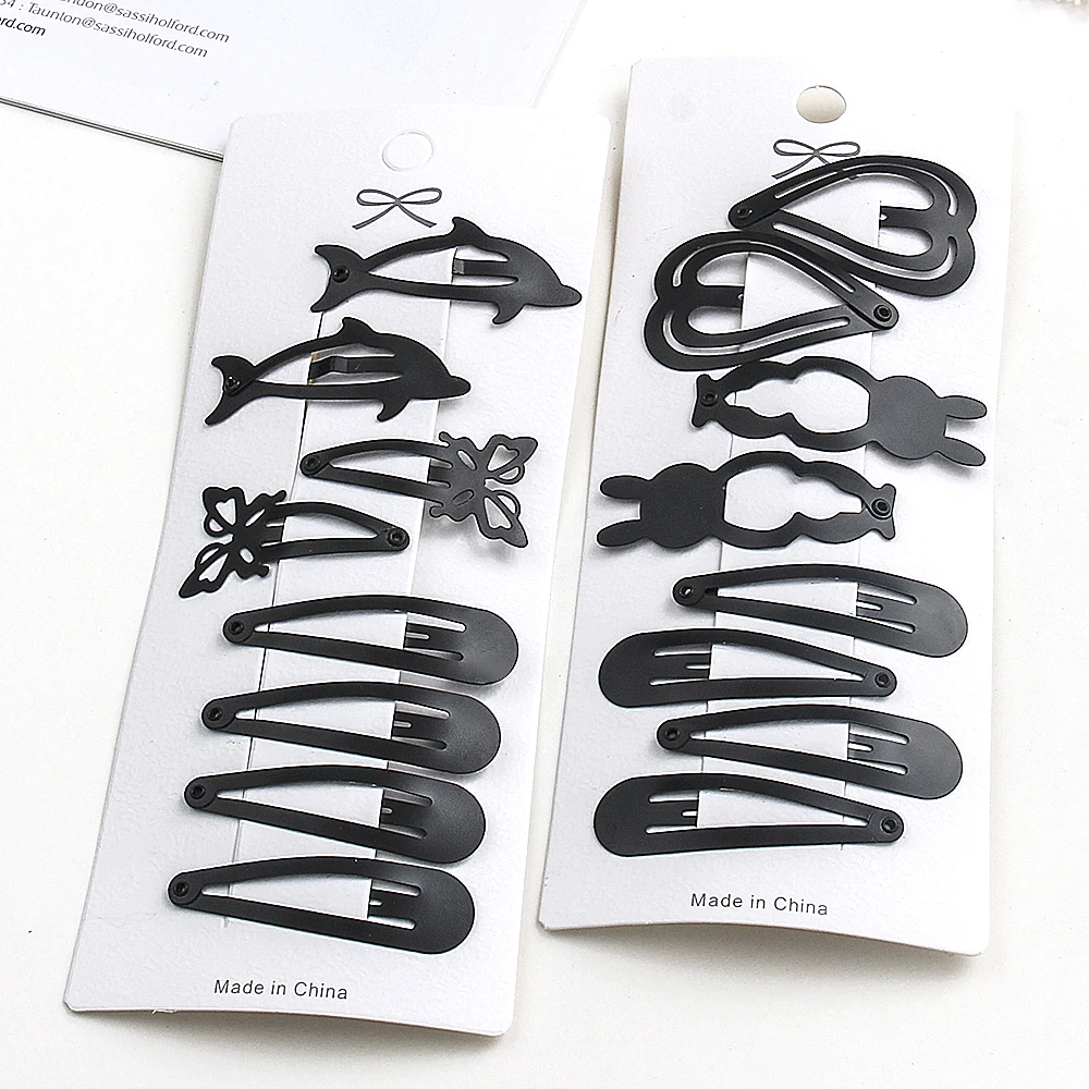 Pasador de estilo Y2K para mujer, horquillas negras simples, Clips BB, tocado, pasadores, accesorios para el cabello, 10/6 piezas