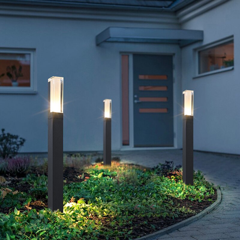 Stil vandtæt ledet haven græsplæne lampe moderne aluminium søjle lys udendørs gårdhave villa landskab græsplæne lys