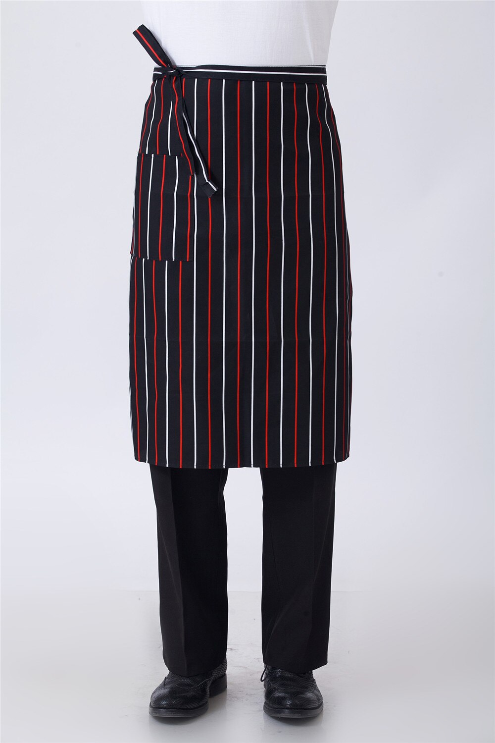 Unisex ternet stribet grafisk tryk halvt justerbart halvt forklæde restaurant hotel tjener kok hjem køkken arbejdstøj uniform forklæde: 1