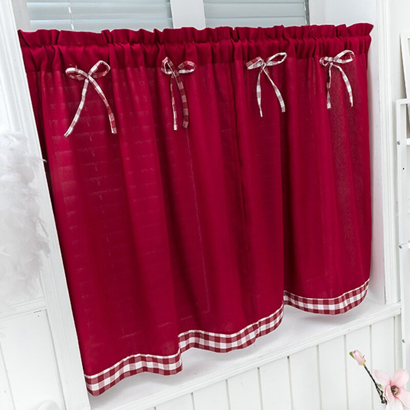 Pastoral Style Bowknot Short Curtain Bay Window Balcony Student Bed Curtain Living Room Kitchen Home Decoration: B / 90X90cm