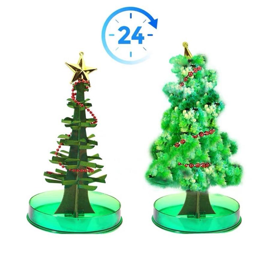 Árbol de Navidad para niños, árbol misterioso, crecimiento de cristal mágico, suministros para de Navidad de cumpleaños, árbol de cerezo, Santa, muñeco de nieve, decoración