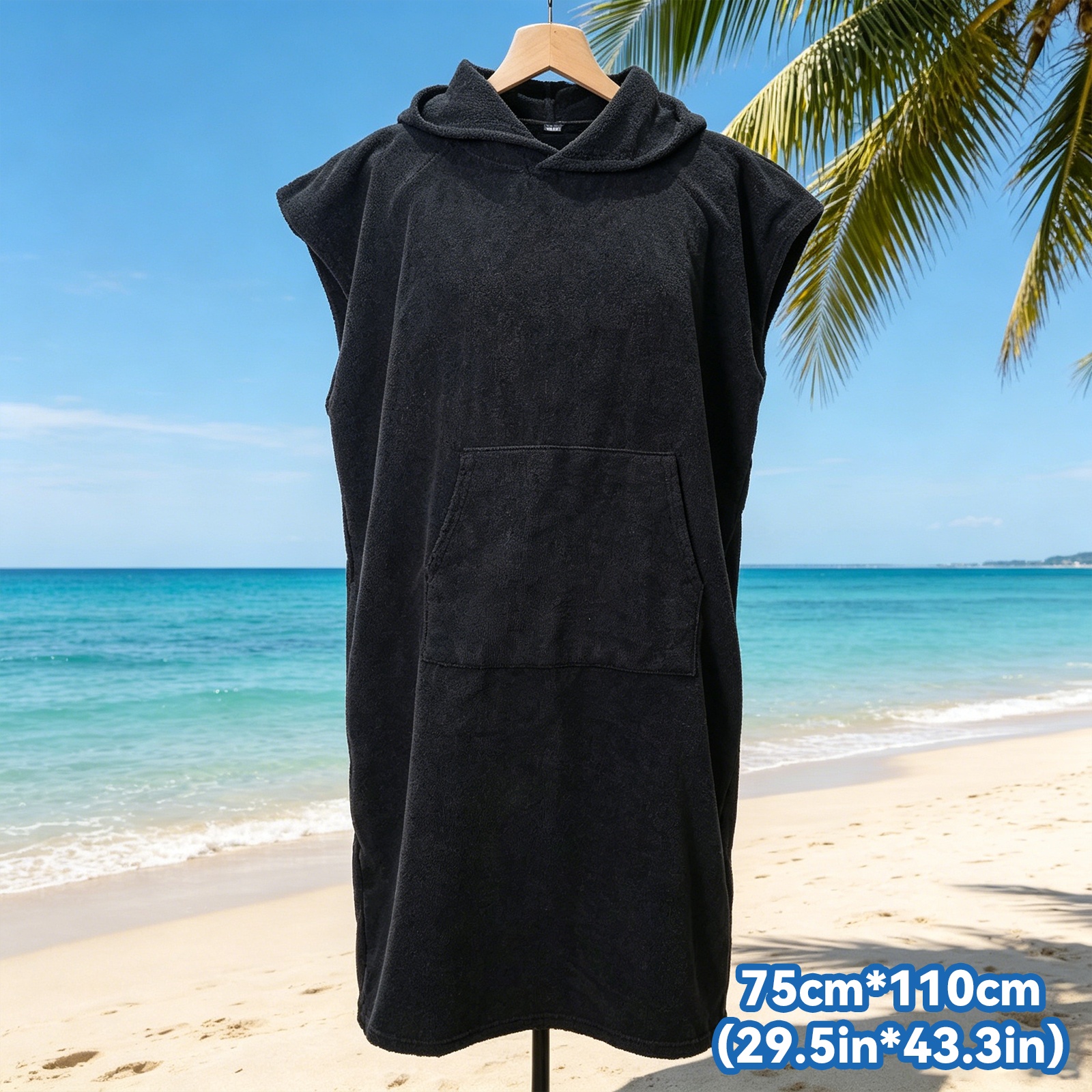 Volwassenen snel drogende surf poncho hoodie microvezel strandjas zwemhanddoek voor wisselen en strandgebruik: Donkergrijs
