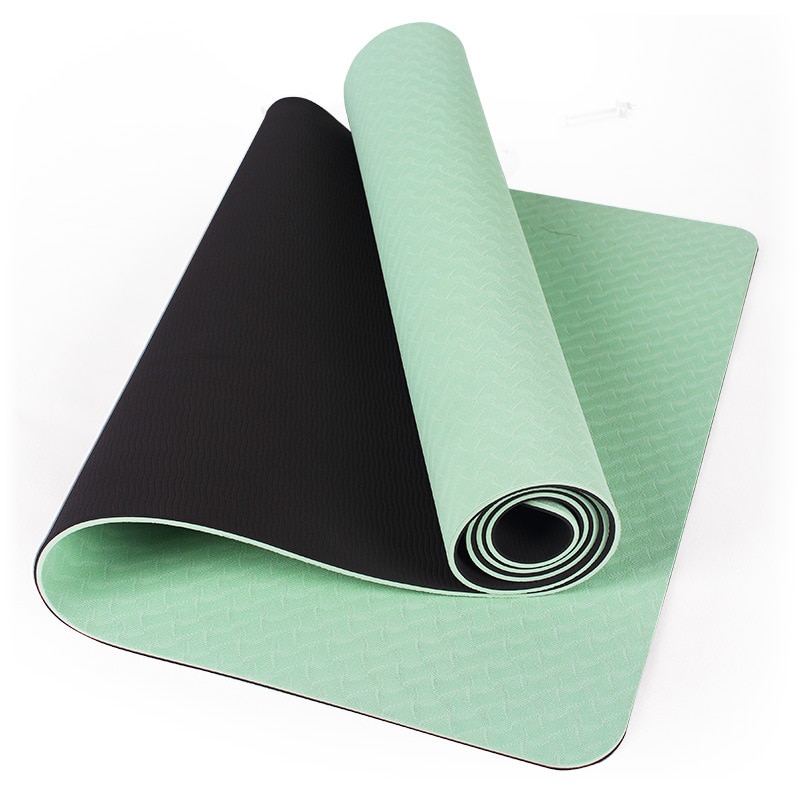 Tweekleurige yogamat 183*66*0.8cm gym pilates antislip fitnessmat positielijn tpe yoga beginner milieugymnastiekmatten