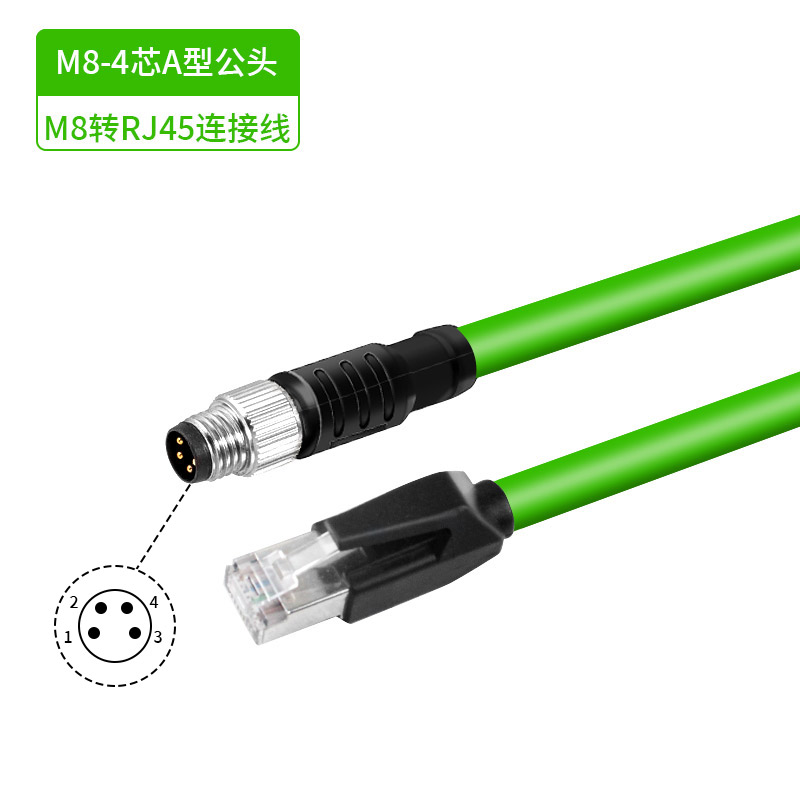 Ethernet Cable M8 to RJ45 4 Pin A-code Double Shield Network Plug D-code Male Female High Flexible Drag Chain Aviation Sensors: Dark Grey / 5-9Pcs