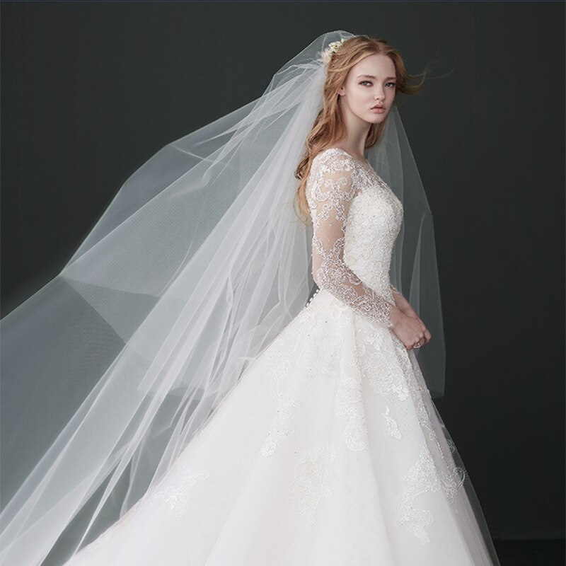 Voile blanc mariée 1 à 8M voile de mariage 1.6M largeur 1 couche dentelle accessoires de mariage sans peigne