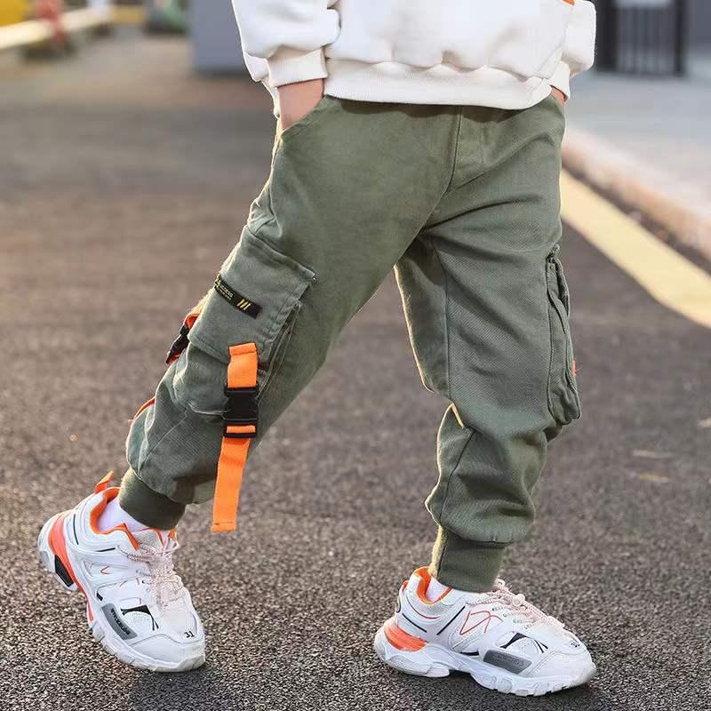 Pantalones Cargo de para niño, pantalón largo con bolsillos, ropa para niños de 4, 5, 6, 7, 8, 9, 10, 11 y 12 años, novedad de primavera: army green / 14(160)