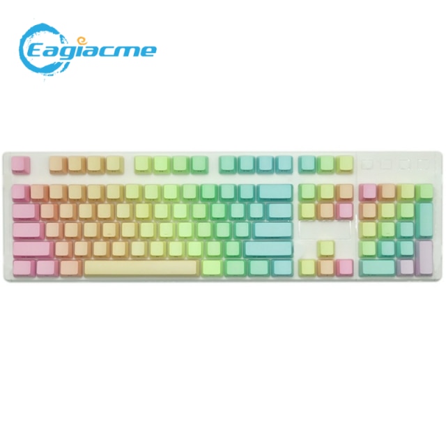 Teclas de gradiente PBT OEM para teclado mecánico, 104 teclas, grabado lateral opaco, teclas universales para teclado de juego, interruptor MX: Color-Side engraved