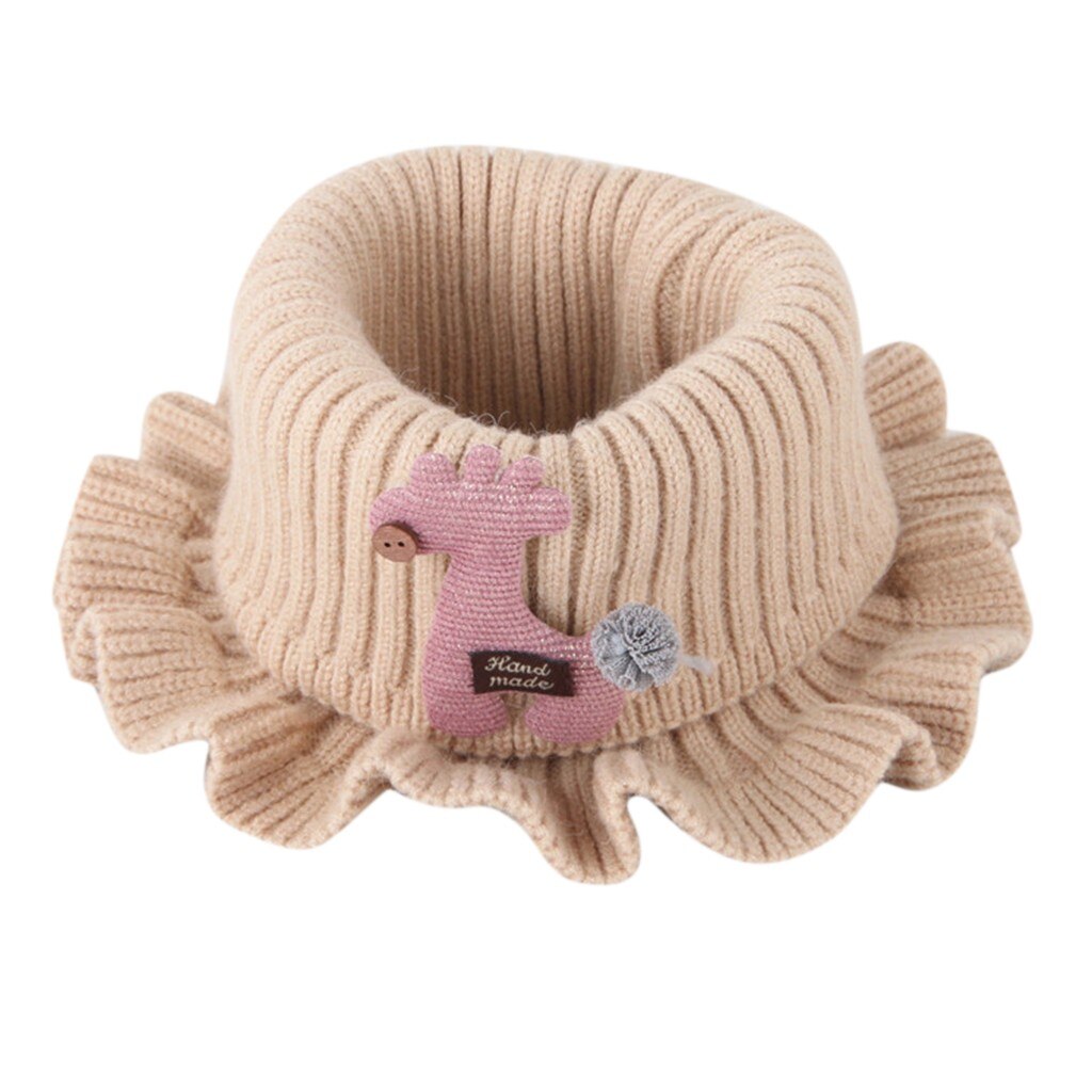 Lace Animal Print Baby Scarves Kids Boys Girls Knitted Neck Scarf Cartoon Warmer Crochet Cowl Collar Circle шарф для мальчика: khaki