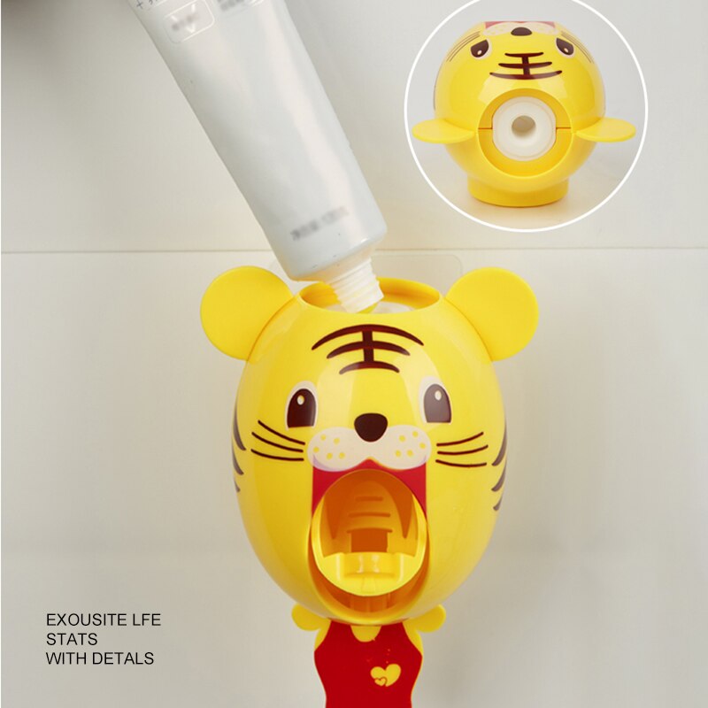 Automatic Toothpaste Dispenser Children Cartoon Toothpaste Holder Wall-Mounted Toothpaste Squeezer Dispenser Toothpaste Rack