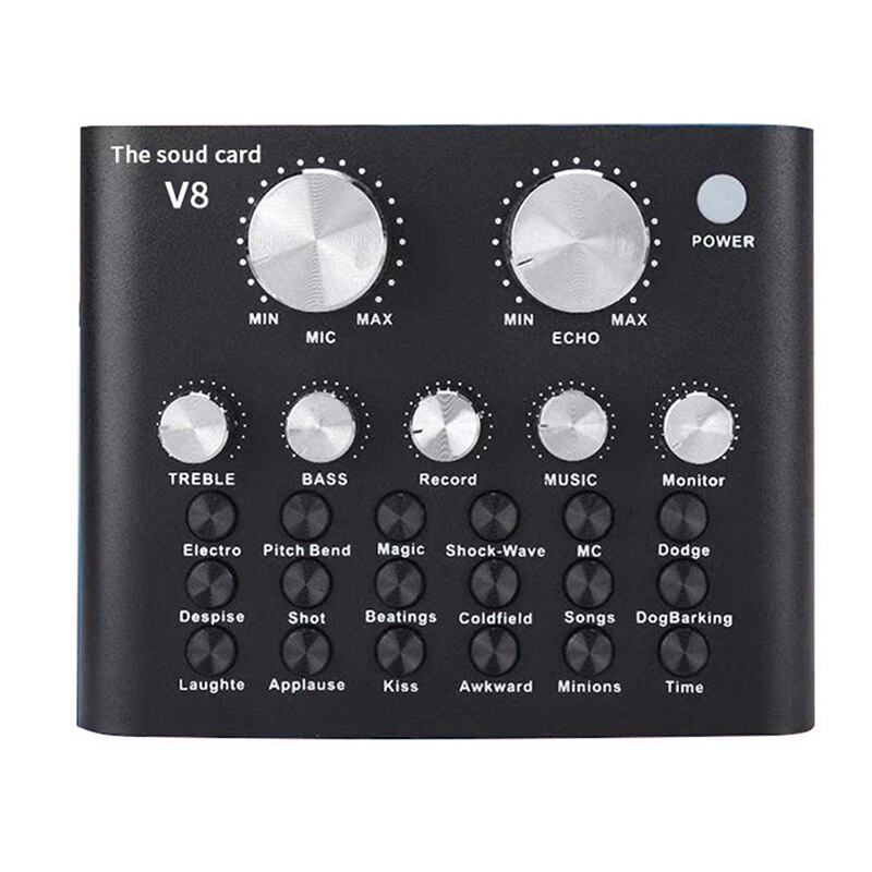 1SET Audio Interface V8 Usb Sound Card Audio Microphone Webcast Live Sound Card External Usb Bluetooth Function For Phone PC