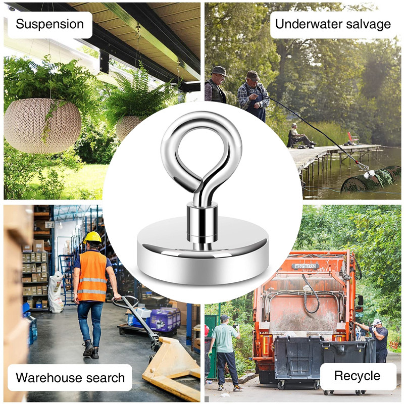 1Pc Super Sterke Neodymium Magneet Pot Vissen Salvage Magneten Neodymium Ronde Krachtige Magnetische Haak Zee Vissen Magneet Zoeker