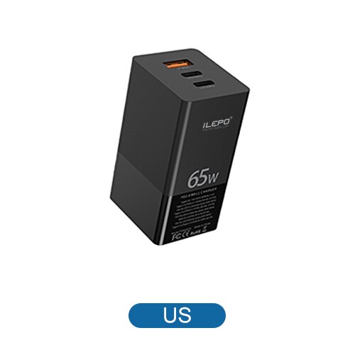 65w -gang-schnellladegerät,  pd3.0 -fach usb-typ-c-ladegerät, tragbares schnellladegerät für laptops, macbook pro, iphone und samsung: Uns stecker