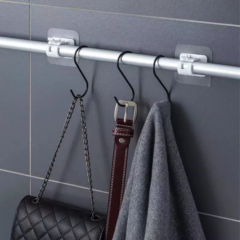 2-12pc Vorhang Stange Halfter Haken Selbst-Kleber Nagel-Freies Vorhang Klemme Haken Einstellbare Zauberstab Vorhang festen Clip Hängen Gestell Halfter