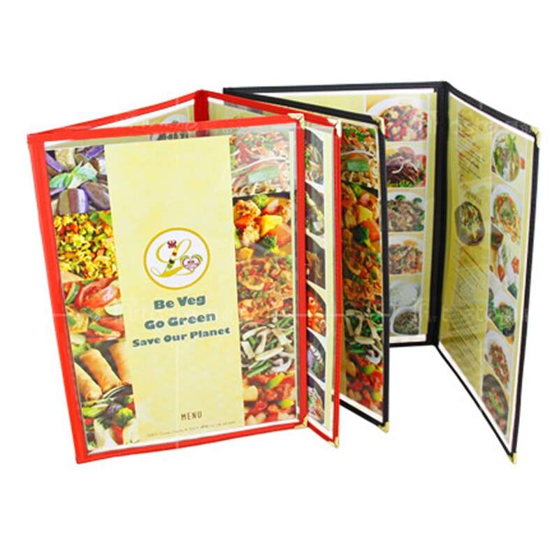 1PC Menu Cover Triple Fold Book Style Holder with 3 Page 6 View Protective Corner For Restaurant Hotel Deli Cafes Bars Pubs