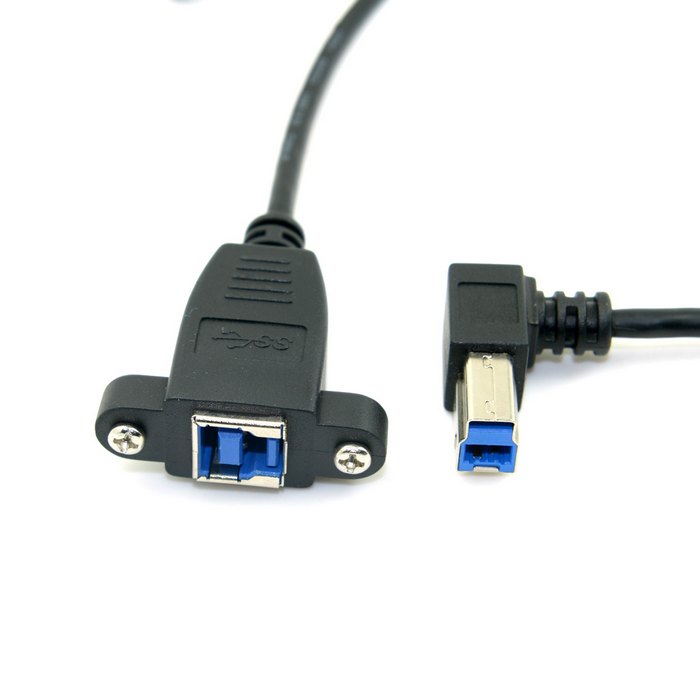 Zihan 50cm USB 3.0 Back Panel Mount B Type Female to 90 Degree Right Angled B Type Male Extension Cable
