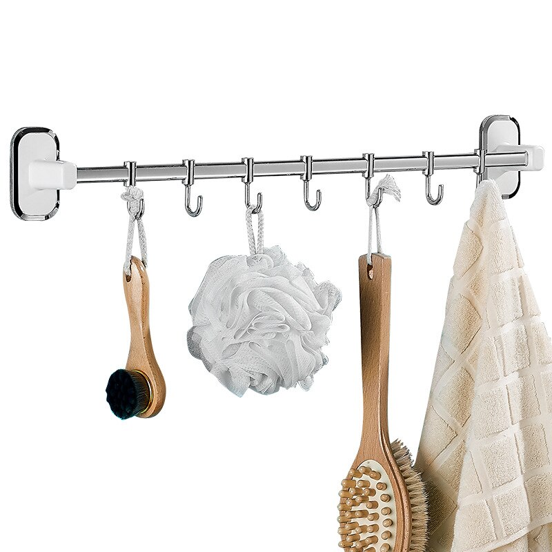 Hook Rail Rack Stainless Stell Wall Mount Shelf with Hooks 304 Bathroom Kitchen Shelf Racks Restaurant Bar Towel Storage Shelves