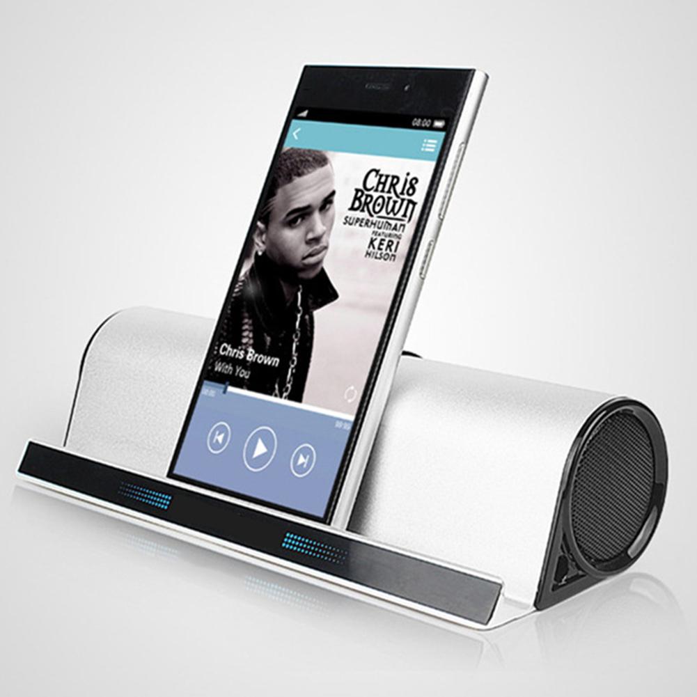 Telefon tablet holder bas stereo hifi trådløs bluetooth højttaler usb genopladelig