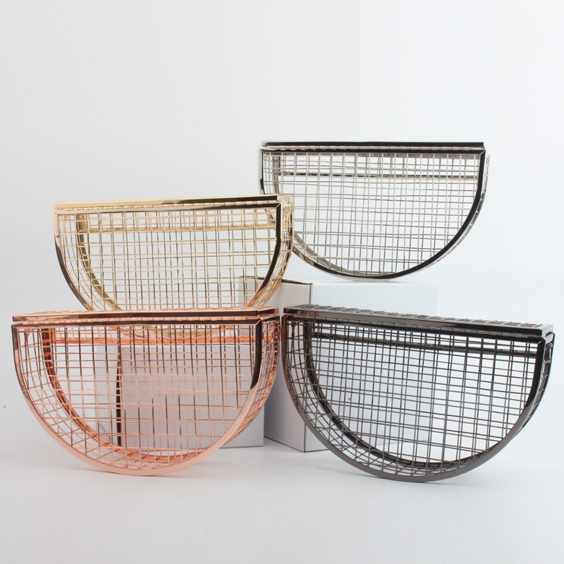 Hollow Metal Cages Women Party Clutch Evening Shoulder Bag Ladies Handbag Messenger Bags Purse Unique