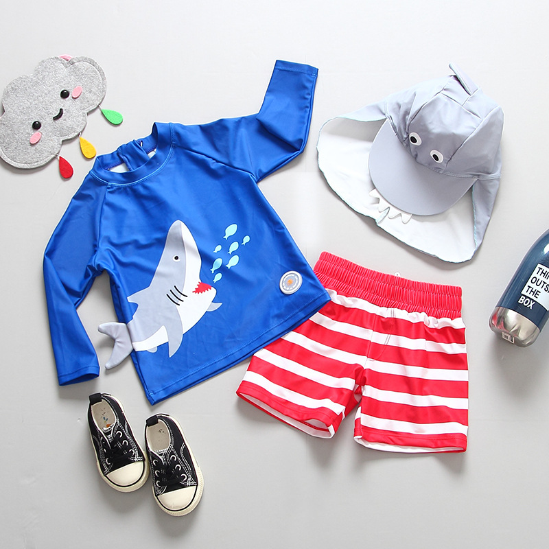 1 ~ 9y jongens surfpak upf 50+  jongens zwempak voor peuters haaienprint surfpak jongens zwemkleding -sw392: 100(3 to 4 jaar)