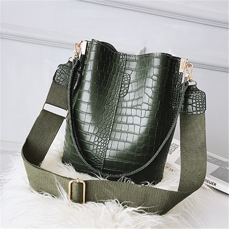 DIDA BEER Krokodil Crossbody Tas Voor Vrouwen Schoudertas Vrouwen Tassen Luxe PU Lederen Tas Emmer Tas Handtas