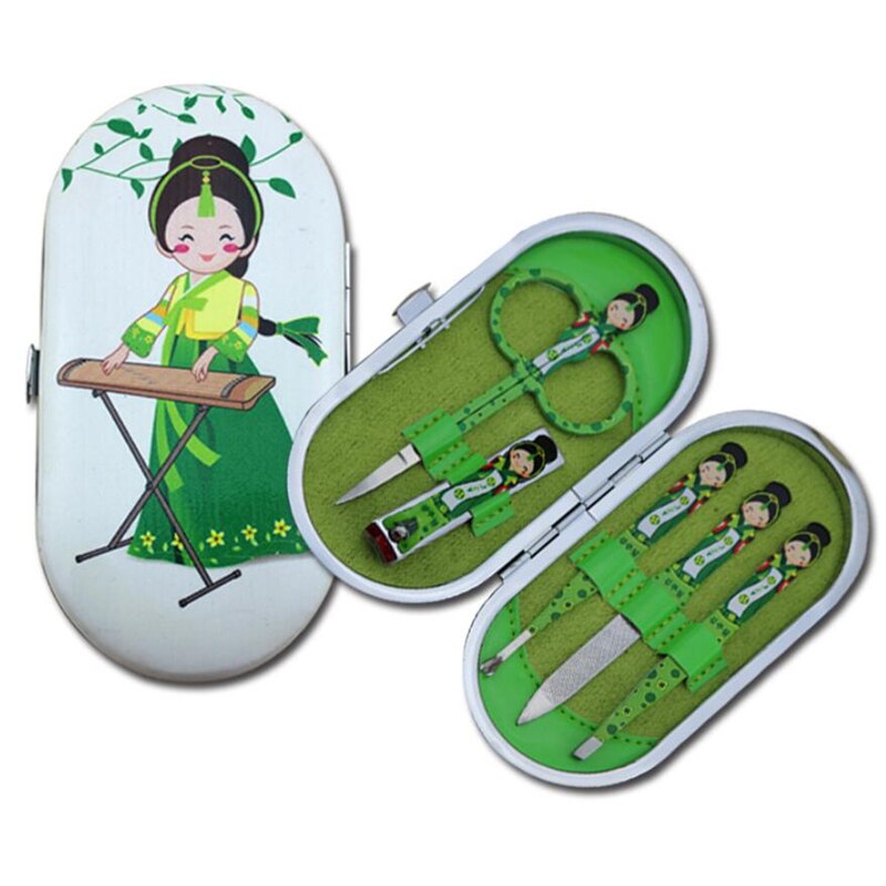 5- delige set nagels, kunst wenkbrauwen schaartje neustrimmer manicure make-up tools schaartje nagelknipper nagelriemknipper manicureset: Goud