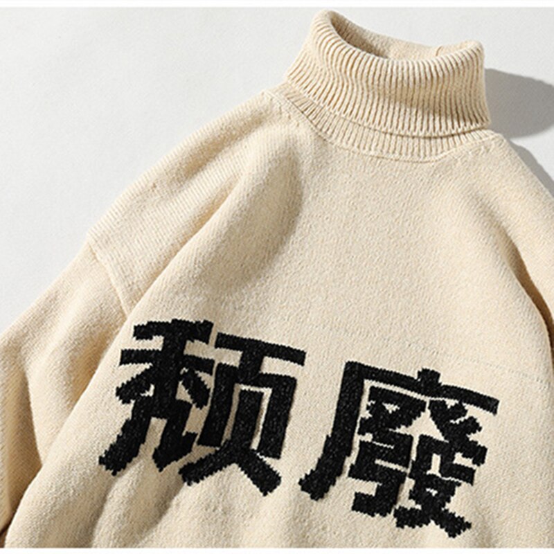 Icpans høyhalset genser herre genser bomull ull japansk stil genser pullovere mannlig hofte hopp streetwear høst vinter