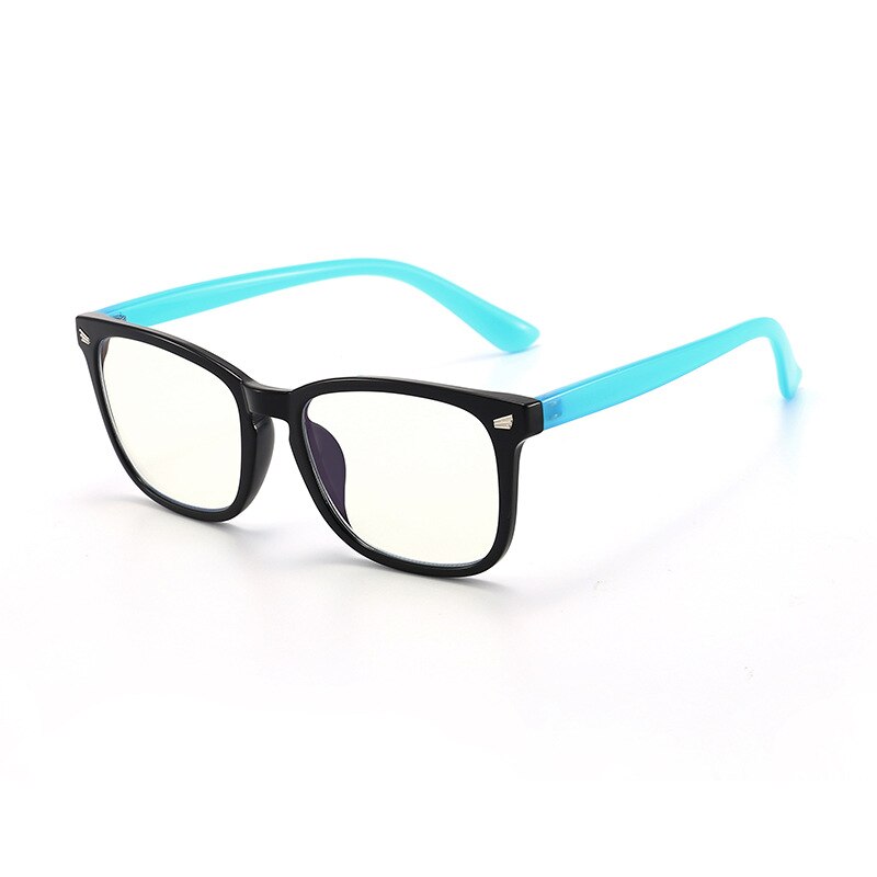 Children's TR Anti-Blu-ray Glasses Transparent Color Kids Blu-ray Flat Glasses Anti-UV Goggles: BlackBlue