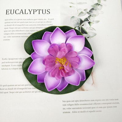 Plantas flutuantes água lírio artificial flor de lótus folha lagoa tanque de peixes decoração nova: Purple