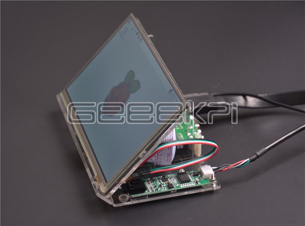 GeeekPi 7 inch 1024*600 LCD Display TFT Resistive Touch Screen Monitor + Transparent Acrylic Bracket for Raspberry Pi/Windows