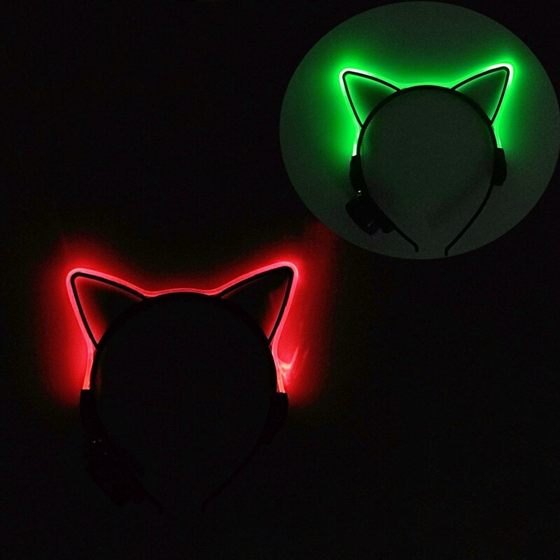 2 st halloween glödande kattöron barn hår båge leksak bröllopsfest headdwear lysande led pannband för flicka huvudbonad