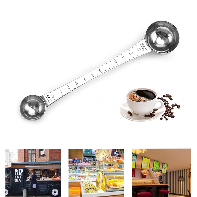 1PC Coffee Measuring Spoon with Graduated Double Ends Rose Gold Graduated Roasted Long Handle Tool Stainless Steel Scoop Spoons