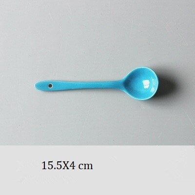 2 PC Colorful Ceramic Spoons Japanese And Korean Colorful Small Spoon Restaurant Spoon White Soup Spoon: E