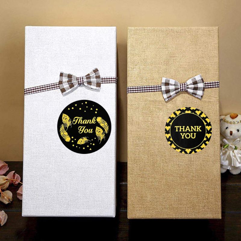 500pcs 5 Designs Thank You Stickers Gold Foil Seal Label for Baking Bags Christmas Wedding Decoration Stationery Sticker