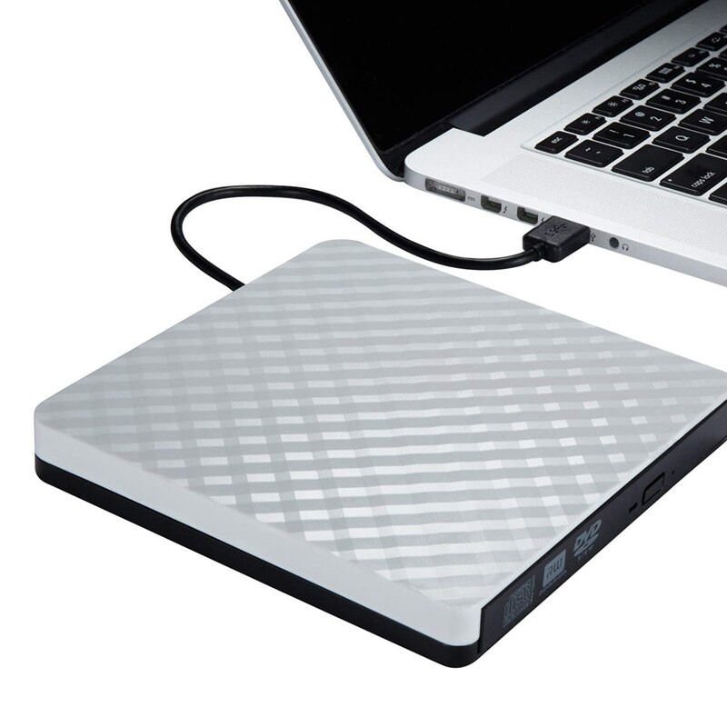 Externe dvd-drive usb 3.0,  draagbare cd dvd /-rw optische drive brander schrijver voor windows 10/8 / 7 laptop desktop (wit)