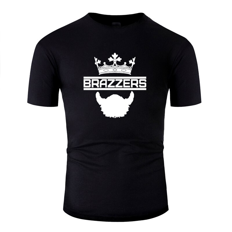 HT0002# for brazzers black t shirt men tshirt men's tshirt top summer Tshirt cool round neck short sleeve shirt: HT0002 Black white / M