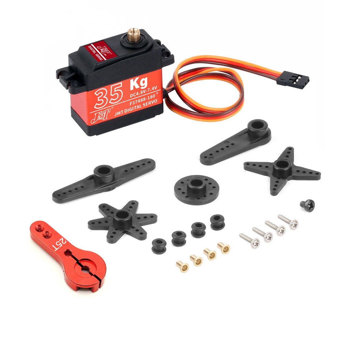 JMT Waterproof Digital Servo 90/180/270/360 Degree RC servo 20KG Metal Gear Large Torque with 25T Arm for Cars RC Toy: Blue