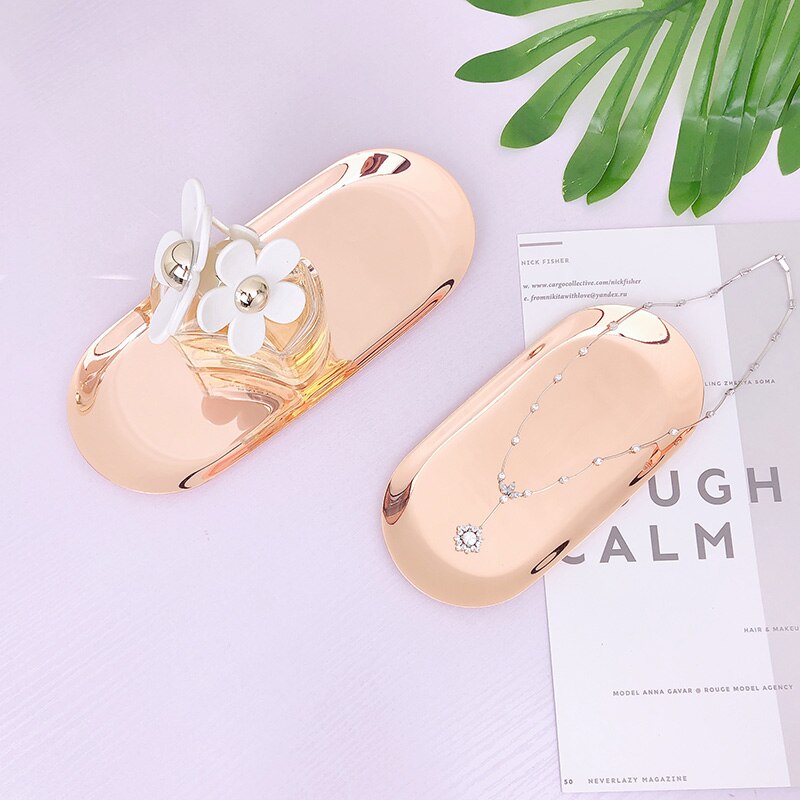 Stainless steel golden cake tray snack tray home decorations festival wedding dessert table decoration: Rose gold / S