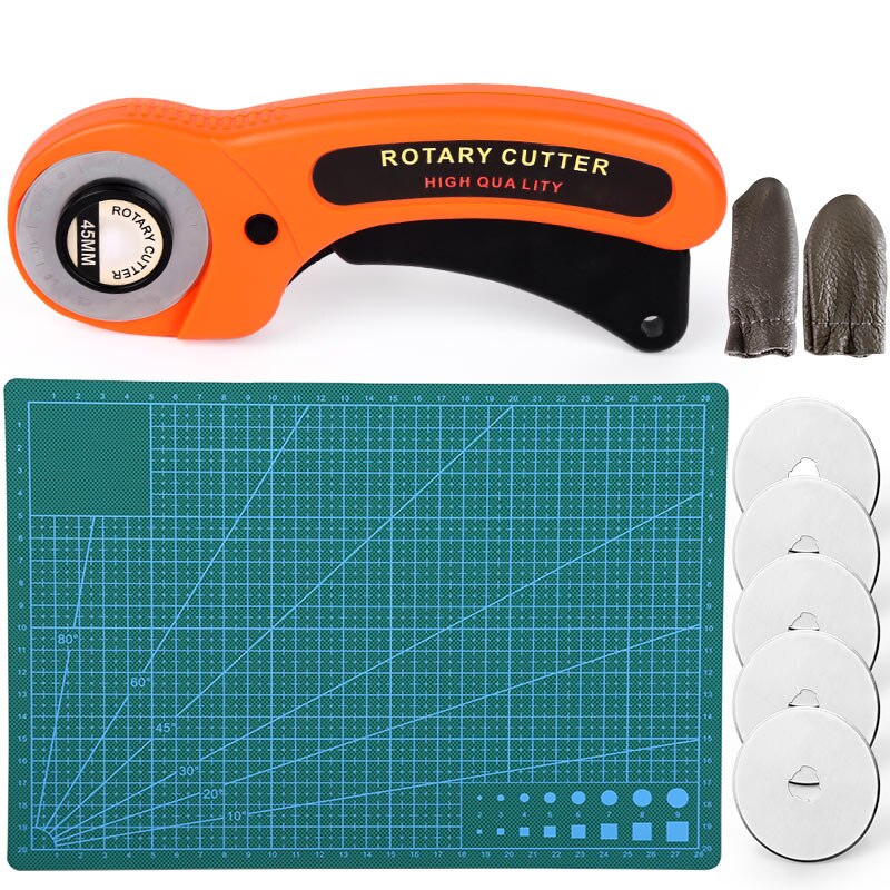 LMDZ Rotary Cutter with Circular Blade Fabric Cutter Stainless steel straight ruler Grid Lines Cutting Mat for Leather Tools: type2